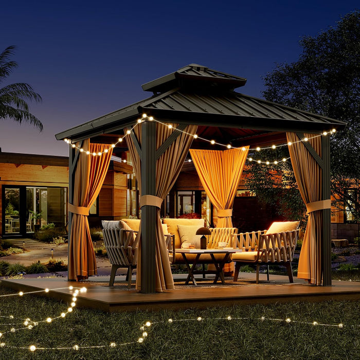 10x10 Durable Aluminum Hardtop Gazebo Permanent Pavilion