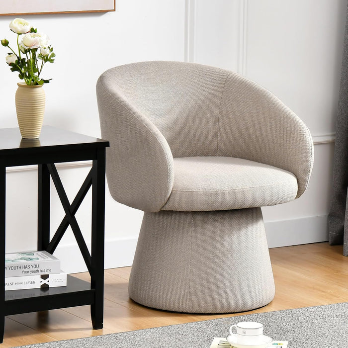 Swivel Accent Chairs Set of 2, Linen Armchairs Living Room Beige