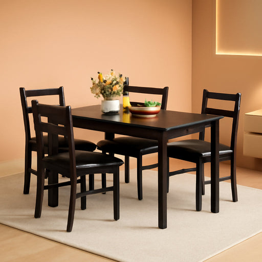 Kitchen Table Set 5 Piece Dining Table Set Sturdy Wooden Square Table and Chair Breakfast Table Set for 4 Person, Small Dining Room Table Set for Restaurant Home Kitchen Living Room, Brown