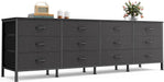 70 Inch Black Dresser for Bedroom, TV Stand for 65, 75, 80 Inch TV, 12 Fabric Drawer Long Dresser, Wide Chest of Drawer, Storage Units for Living Room