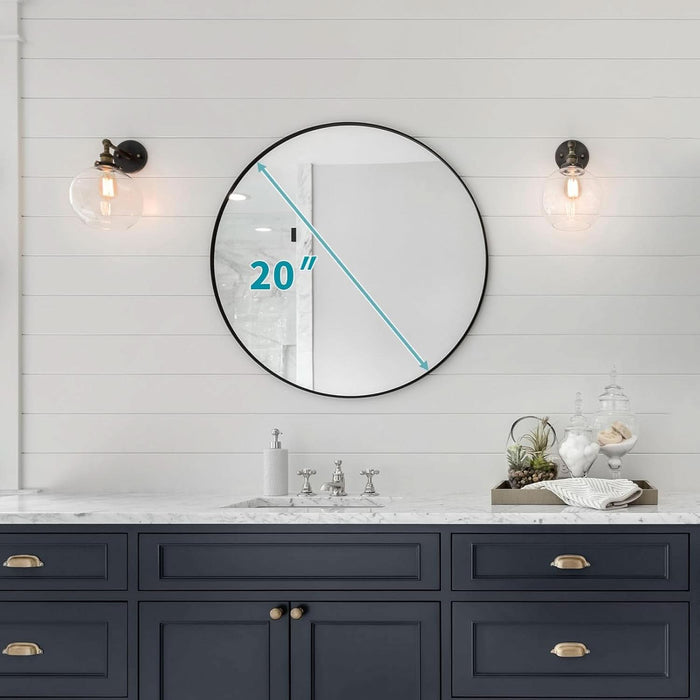 Twenty Inch Elegant Matte Black Architectural Mirror