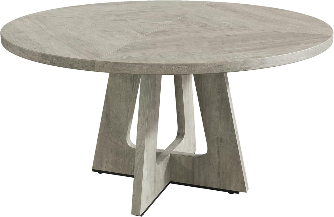 47 in round Large Dining Table Set for 4 to 6, Farmhouse Dinner Table with Wooden Top and Legs for Home Dining Room or Living Room - Grey(No Chairs)