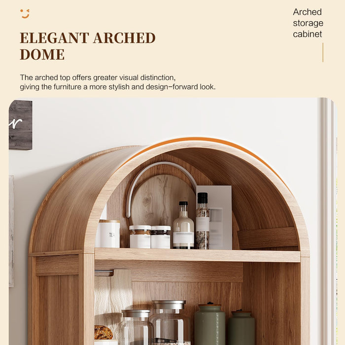 Tall Arched Pantry Cabinet With Adjustable Shelves