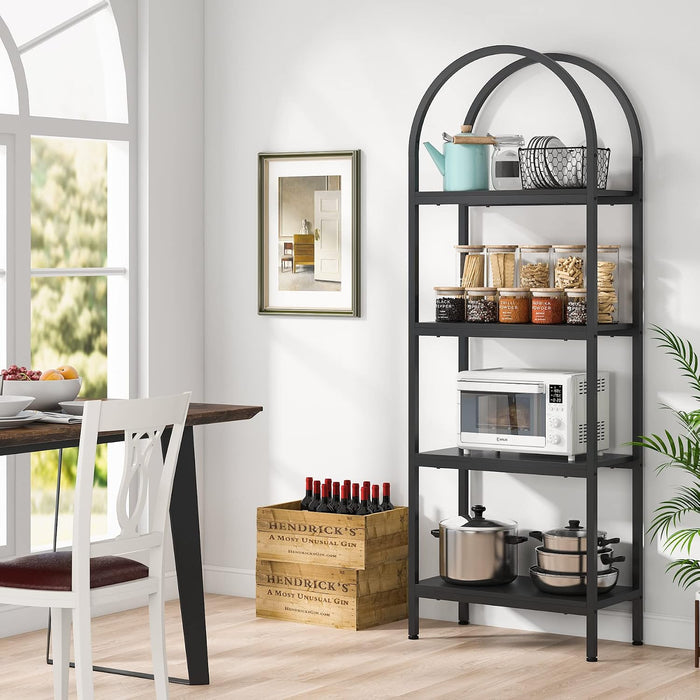 4-Tier Open Bookshelf, 70.8" Wood Bookcase Storage Shelves with Metal Frame, Freestanding Display Rack Tall Shelving Unit for Office, Bedroom, Living Room, Easy Assembly (Black, 1PC)