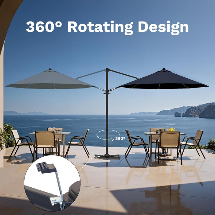 10Ft Cantilever Patio Umbrella, round Large Outdoor Umbrella with 360-Degree Rotation, Hanging Offset Market Sun Umbrella, Easy Tilt and Heavy-Duty Frame, for Patio Backyard Garden, Navy Blue