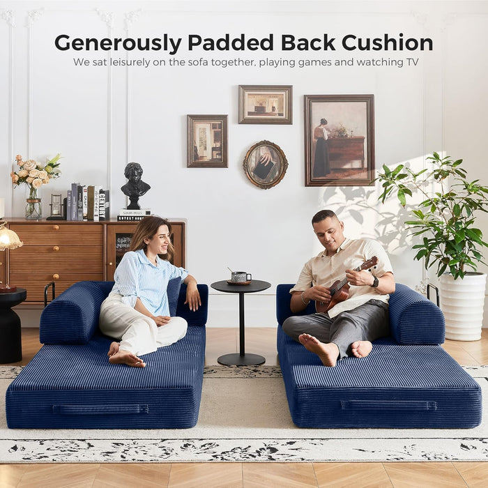 Five In One Transformable Upholstered Navy SofaBed