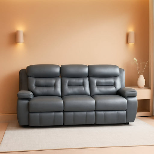 Power Double Recliner Sofa, Top Grain Leather Match Reclining Sofa with Pillow Top Armrests, Home Theater Seating, Wall Hugger Recliner Couch with USB Port, 87" W, Dark Gray