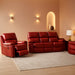 Leather Recliner Sofa Set，Leather Reclining Sofa Set for Living Room Furniture Sets，Red Recliner Couch Set for Living Room/Office/Theater Seating(Sofa Set 3 Pieces)