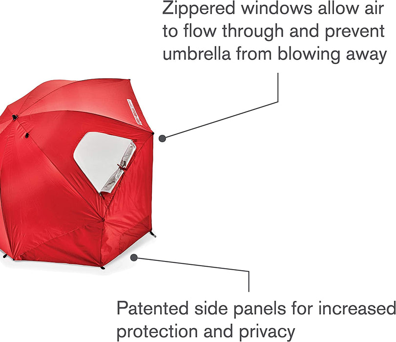 Premiere UPF 50+ Umbrella Shelter for Sun and Rain Protection (8-Foot, Red)