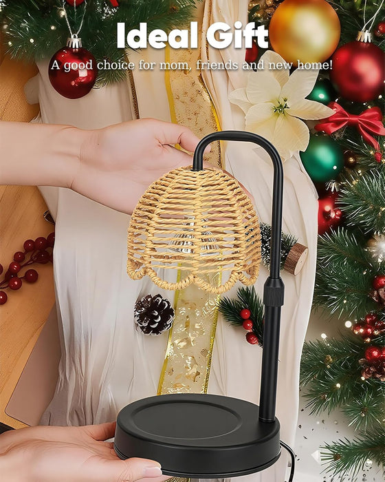 Candle Warmer Lamp with Timer Dimmable, Boho Electric Candle Warmer Lamp, Wax Warmer Lamp for Birthday Gifts for Women Mom, House Warming Christmas Gifts New Home Decor - Sleek Metal Base