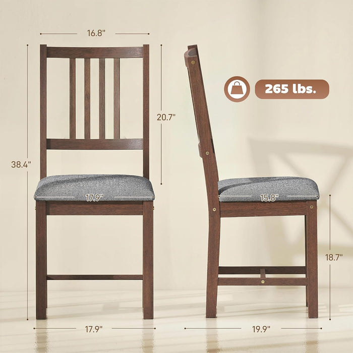 Wooden Dining Chairs Set of 2 with Slat Back, Farmhouse, Walnut