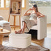 Cream PlushSherpa Barrel Armchair With Storage Ottoman