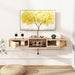 Modern Rattan Floating TV Stand with Doors,Wall Mounted TV Shelf for Tvs up to 55 Inches,Media Console Entertainment Center for under TV Storage Cabinet for Living Room Bedroom,Natural UWST012N