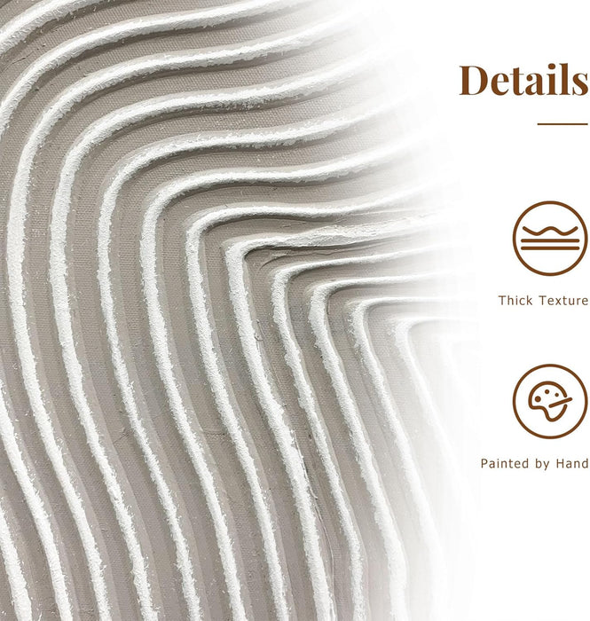 Framed Neutral Abstract Wall-Art Painting - Large Abstract Canvas Wall Decor 3D Curve Illustrations Hand Painting for Living Room, Bedroom, Office - 2 Piece 28 X 40 Inch, Ready to Hang