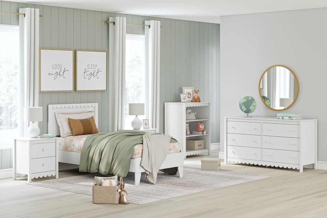 Signature Design by Ashley Hallityn Casual Twin Panel Platform Bed, Foundation or Box Spring Not Needed, White