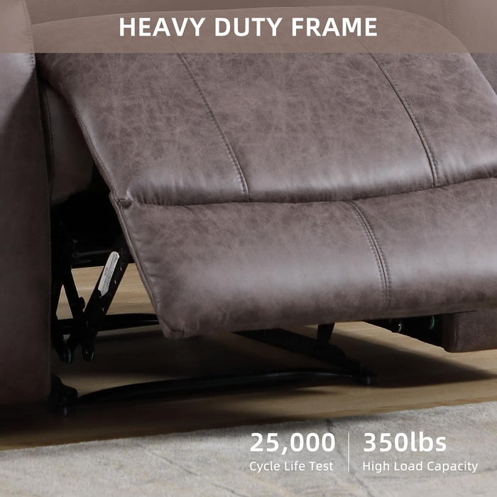 Leather Recliner Chair, Manual Recliner Chair for Adults with Overstuffed Arms and Back, Single Sofa Recliner with Cup Holders for Living Room (1, Grey)