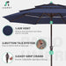 9FT 3 Tier Patio Umbrella Outdoor Market Umbrella Table Umbrellas with 8 Ribs 1.5 Pole Push Button Tilt and Crank UV Protection for Garden,Navy
