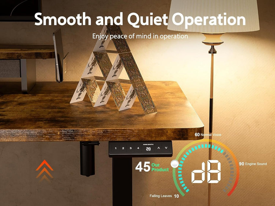 48X24 Inches Electric Standing Desk with Drawer and Monitor Stand, Height Adjustable for Home Office, Ergonomic Sit to Stand with Phone Holder, 3 Hooks, Rustic Brown - ShipItFurniture