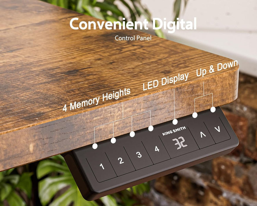 48X24 Inches Electric Standing Desk with Drawer and Monitor Stand, Height Adjustable for Home Office, Ergonomic Sit to Stand with Phone Holder, 3 Hooks, Rustic Brown - ShipItFurniture