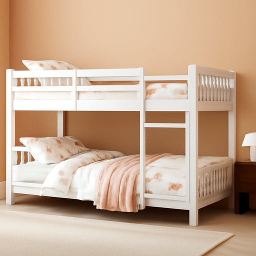 Low Profile White SolidWood TwinOver BunkBed Guardrails