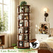 6 Tier 360° Rotating Solid Wood Bookshelf with Wheels | ,Lazy Susan Circular Spinning Revolving Corner Bookcase, Freestanding Storage Shelf for Bedroom Small Space, Walnut
