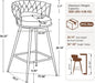 Bar Stools Set of 2 Upholstered Kitchen Counter Height Barstool Green | Chenille Fabric Foam Cushion with Woven Back, 28.8" High Comfy Modern & Farmhouse Swivel Breakfast Bar Islands Chairs, 300Lb