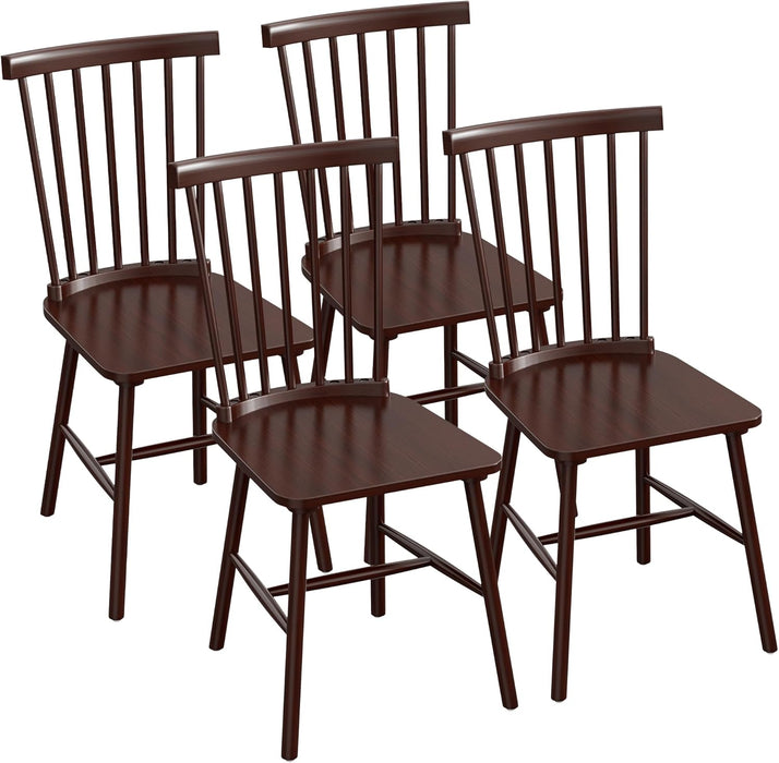 Dining Chairs Set of 4 Wooden Dining Chair Farmhouse Spindle Back Kitchen Chairs Windor Dining Chairs for Kitchen, Living Room, Restaurant (Brown)