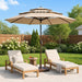 10 FT Patio Umbrella, 3 Tier Outdoor Table Umbrella with 8 Sturdy Glass Fiber Ribs and Push Button Tilt, Outdoor Patio Umbrellas for Market Pool Garden Backyard, 1.5" Pole, Champagne (No Base)