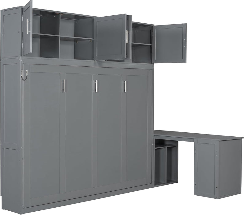 Queen Size Murphy Bed WithIntegratedStorageCabinets