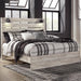 Signature Design by Ashley Cambeck Farmhouse King Panel Bed with Sconce Lights and USB Ports, Foundation or Box Spring Needed, Whitewash