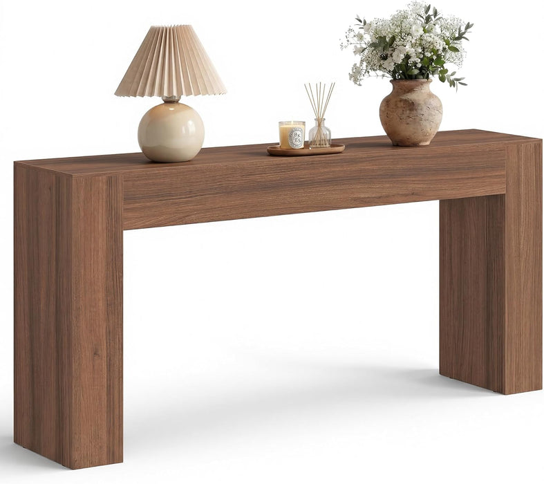 Entryway Table, Long Console Table, Thick Tabletop, Farmhouse Style, for Hallway, behind the Couch, Living Room, Foyer, Easy Assembly, 11.8 X 63 X 31.5 Inches, Chestnut Brown ULNT147KX01S