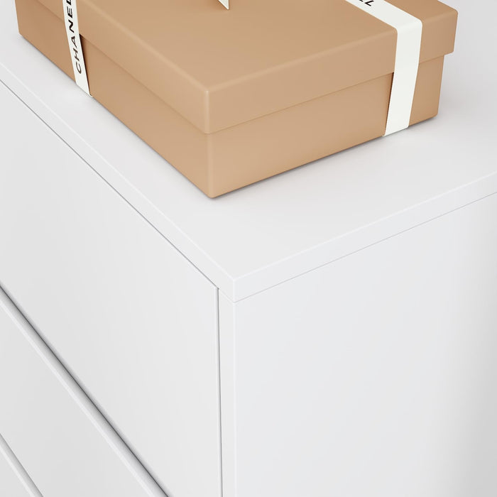 6 Drawer Dresser with Rotatable Tabletop, Modern Chest of Drawers with Extendable Desk (No More than 98" W), Drawer Organizer for Bedroom Home Office, White Dresser