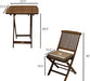 Eucalyptus Wood 3-Piece Square Foldable Bistro Outdoor Furniture Patio Set, Table and 2 Chairs with Cushions, Beige