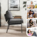 Contemporary Vintage Armchairs Linen Grey Wood Armrests