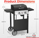 2-Burner Propane Gas Grill with Side Tables-20,000 BTU Stainless Steel Outdoor BBQ Grill,325 Sq.In. Portable with Side Storage Shelves and Wheels for Patio, Campingfor Patio & Camping,Black