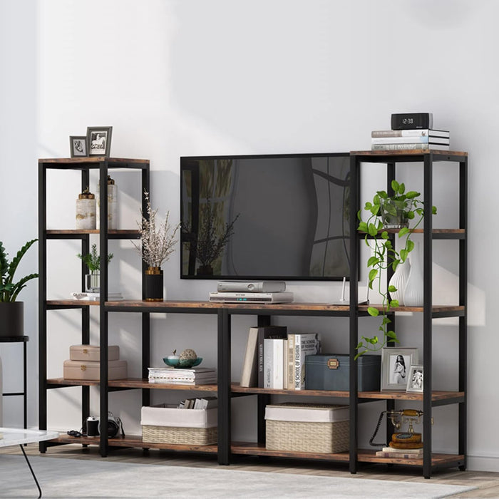 Book Shelf for Bedroom, 5-Tier Tall Bookshelf with 3 Display Shelves for Living Room, Wooden Bookcases Modern Free Standing Bookshelves for Office