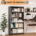 66" Tall Metal Bookcase, 5 Shelf Black Bookcase with Adjustable Shelves, Large Bookshelves and Bookcases, Modern Book Shelf Storage Organizer for Living Room, Home Office, Library (Black)