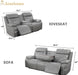 Power Leather Recliner Sofa Sets, 2 Pieces Living Room Furniture Sets with LED Lights, Grey Reclining Sofa Sets with USB Port for House/Office/Rv(A-Grey, Sofa+Loveseat)