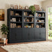 71” Tall Bookshelf and Bookcase with Doors and Adjustable Shelves | 5-Tier Storage Book Cases, Thick Wood and Sturdy, Industrial Display Cabinet for Living Room, Home Office, Bedroom, Black