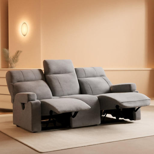 Large Manual Reclining Sofa – 3-Seater Chenille Reclining Couch with Cup Holders, Wide Seat, Easy Assembly & Spill-Resistant Fabric – Cozy Reclining Sofa for Living Room, Apartment, RV