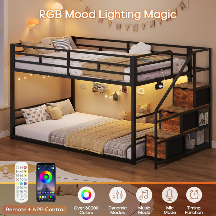Black Premium SpaceSaving Functionality Twin Bunk Bed