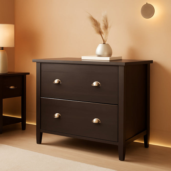 Summit Station 2-Drawer Lateral File Cabinet, Cinnamon Cherry Finish