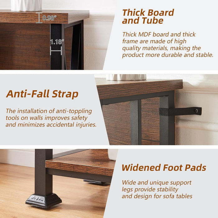 Hombazzar 3 Tier Bookshelf,35.4" Wide Short Bookshelf,Brown