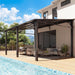 10' X 14' Lean to Gazebo, Upgraded Hardtop Outdoor Pergola with Sloping Galvanized Steel Roof, Large Wall-Mounted Heavy Duty Awnings for Patio, Backyard, Deck, Porch (Black)