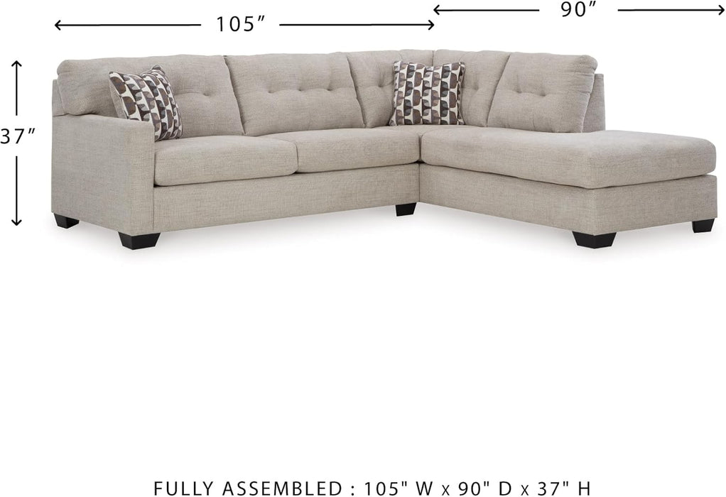 Beige Sleeper Sectional Featuring Chaise Memory Foam