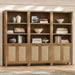 71" Tall Bookcase 5 Tier Rattan Bookshelf with Doors for Library | Farmhouse Storage Book Shelf with Adjustable Shelves Large Book Case Bookshelves for Living Room Home Office Bedroom Kitchen