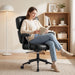 Office Desk Chair, PU Leather Computer Chair with Lumbar Support