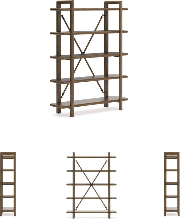 Signature Design by Ashley Roanhowe Contemporary 5-Tier 71" Bookcase, Light Brown