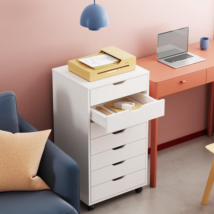 White 7-Drawer Storage Chest with Wheels