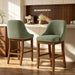 Bar Stool Set of 2, 26" Upholstered Counter Height Stools | Comfortable Chenille Fabric Barstool, Solid Wood Legs and Footrest, Bar Chair with Back for Kitchen Island, Green